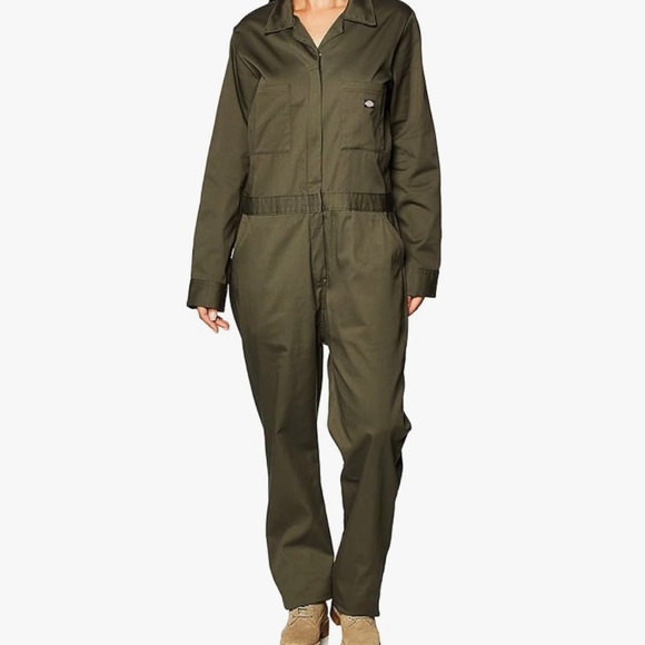 Dickies Pants - Dickies Womens Coveralls Sz Med LONG SLEEVE COTTON Work Utility Moss Dark Green